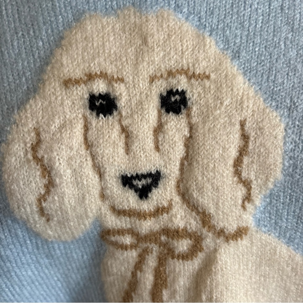 Anthropologie POODLE Maeve DOG ICON sweater light blue crew neck Pullover M NWT